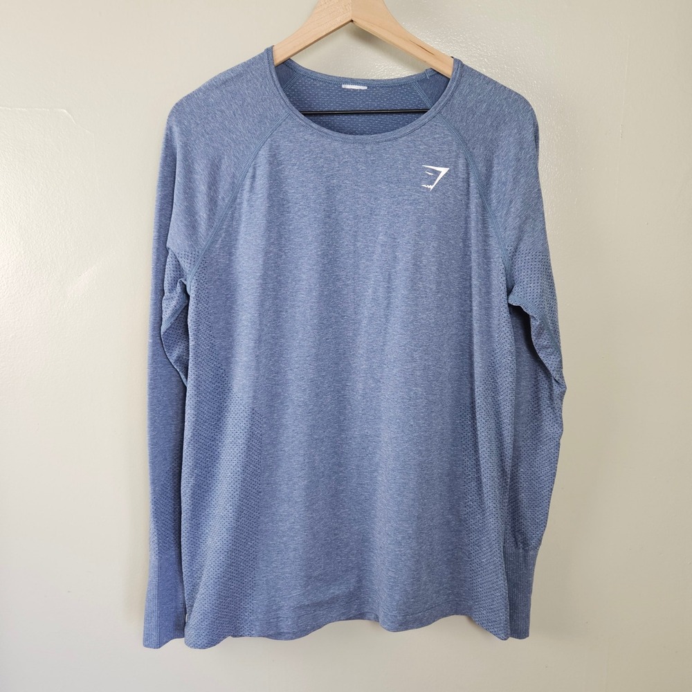 Gymshark Vital‎ Long Sleeve Top Tee Women's L? XL? Evening Blue Shirt Workout